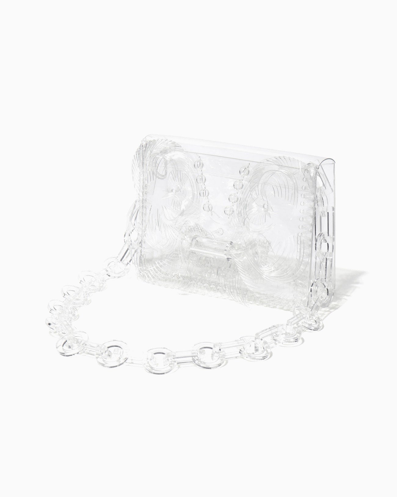 Transparent Sculptural Mini Chain Bag - clear