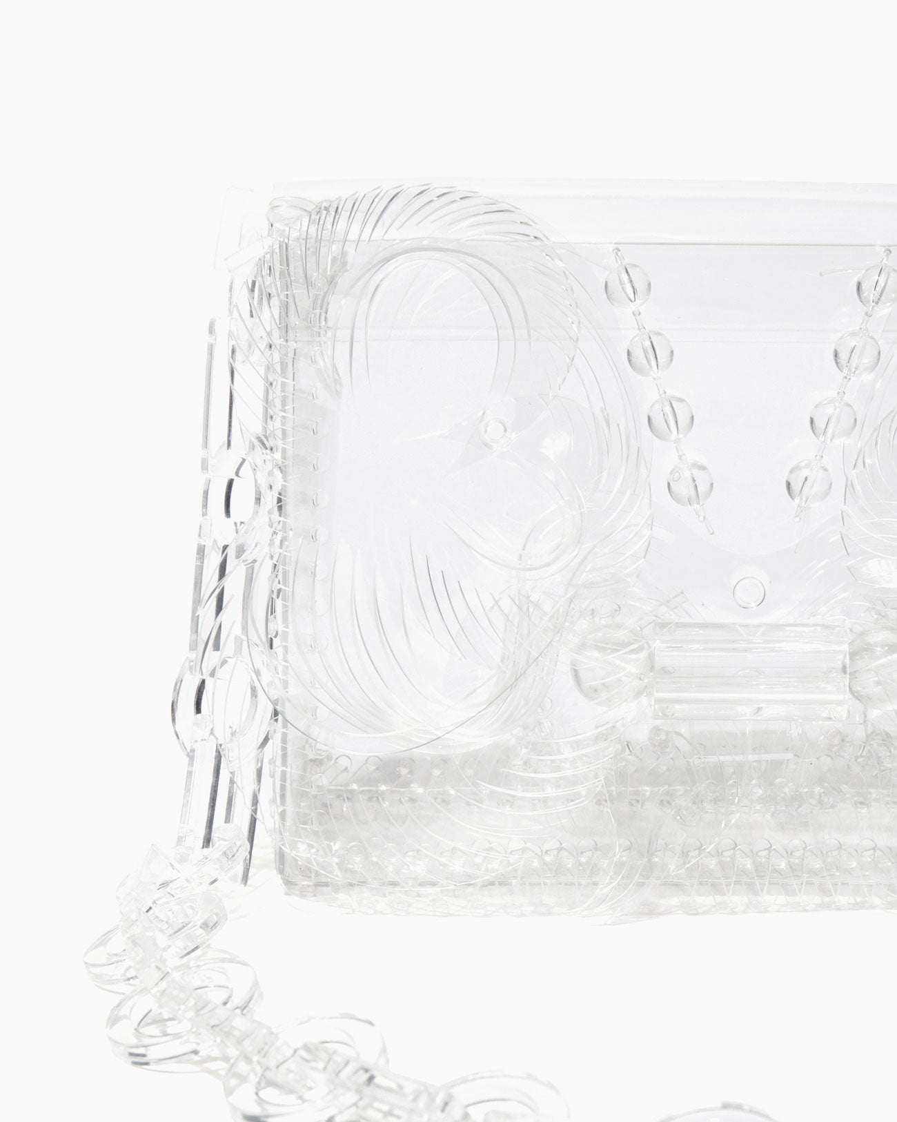 Transparent Sculptural Mini Chain Bag - clear