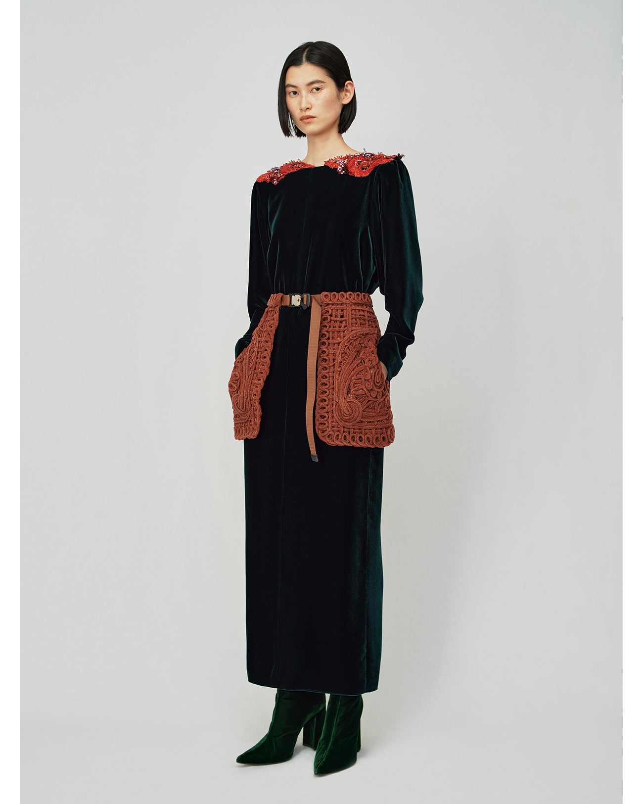 Cord Embroidery Wrapped Skirt - brown - Mame Kurogouchi