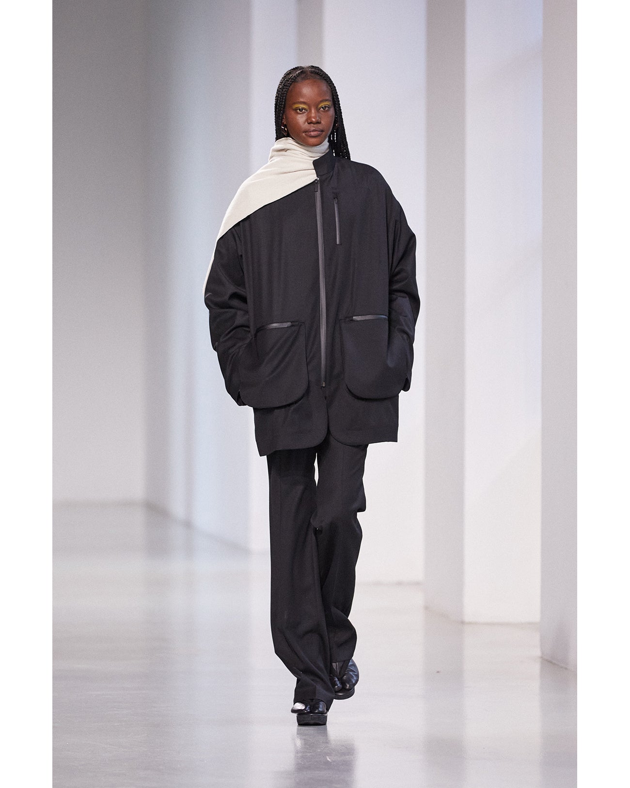 Wool Gabardine Coat With Detouchable Quilted liner - black - Mame ...