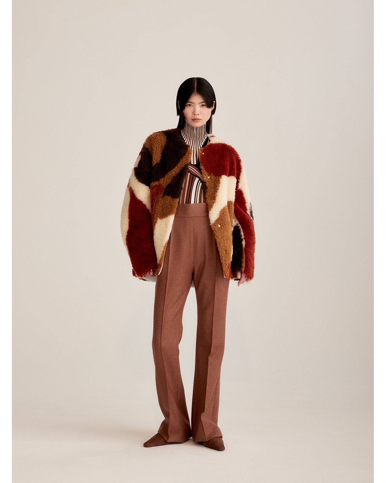 Sliver Knitted Fluffy Wool Jacket - khaki - Mame Kurogouchi