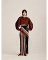 Stripe Jacquard Knitted Skirt - brown