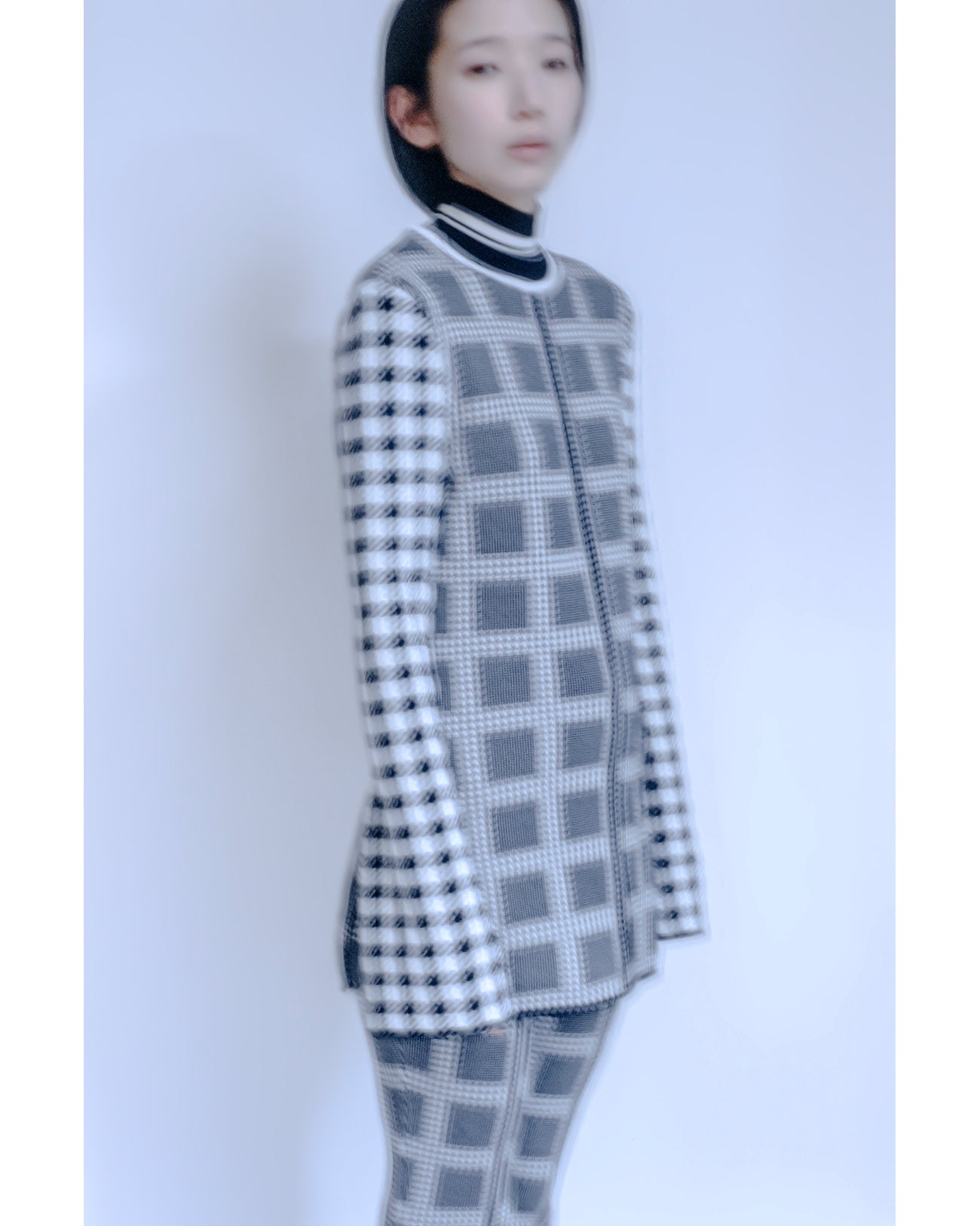 Multi Plaid Geometric Knit Top - brown