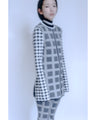 Multi Plaid Geometric Knit Top - brown