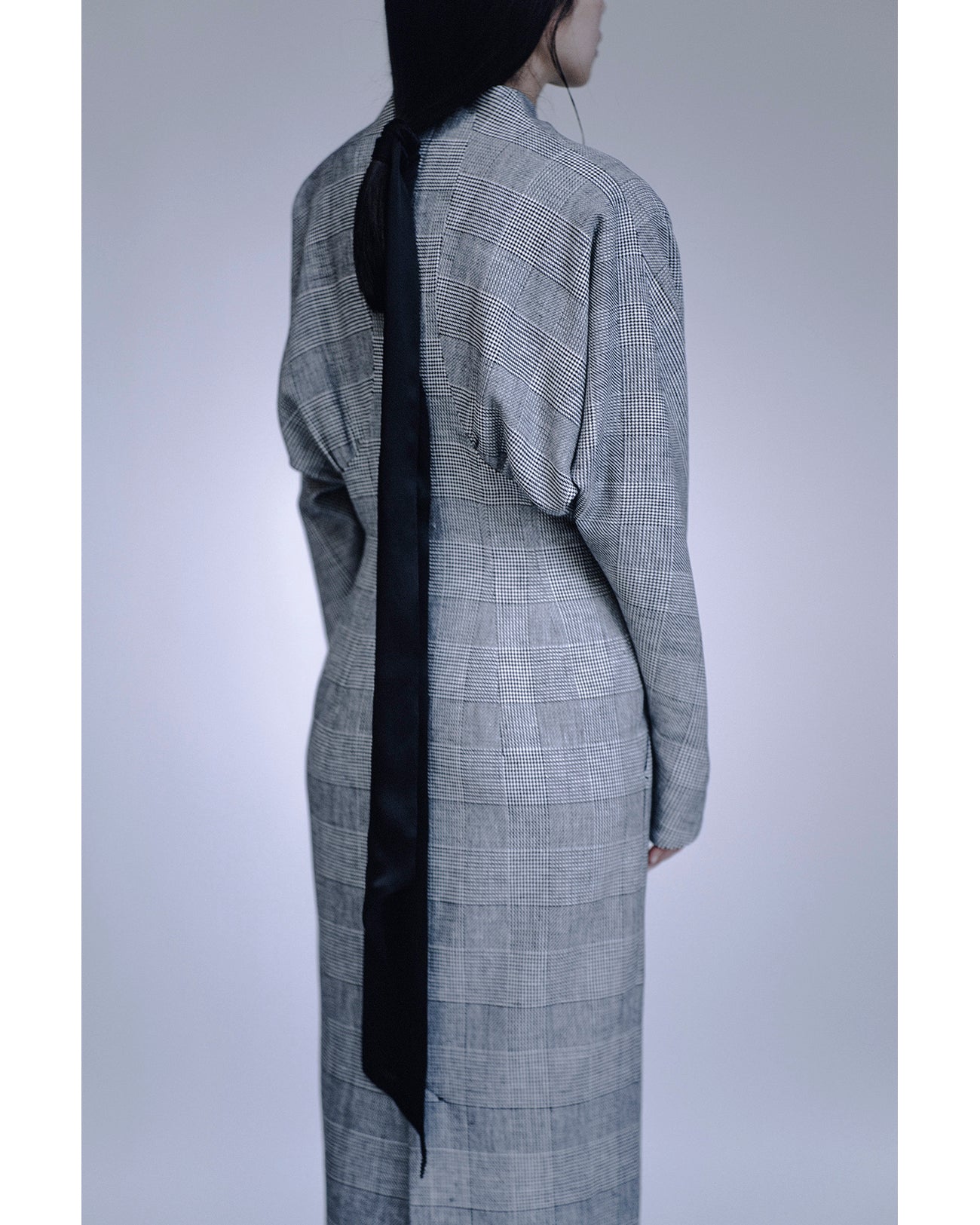 Houndstooth Geometric Plaid Dress - black