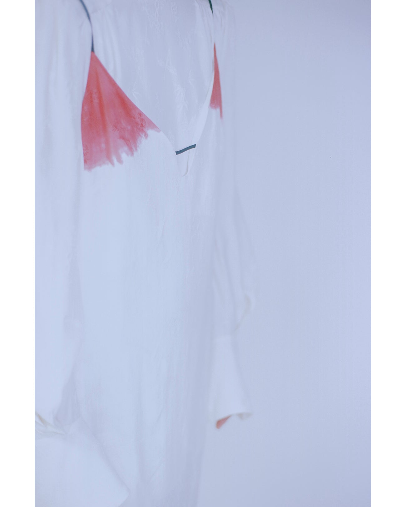 Crane Pattern Jacquard Hand-Dyed Slip Dress - ecru