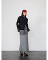 Houndstooth Geometric Plaid Skirt - black