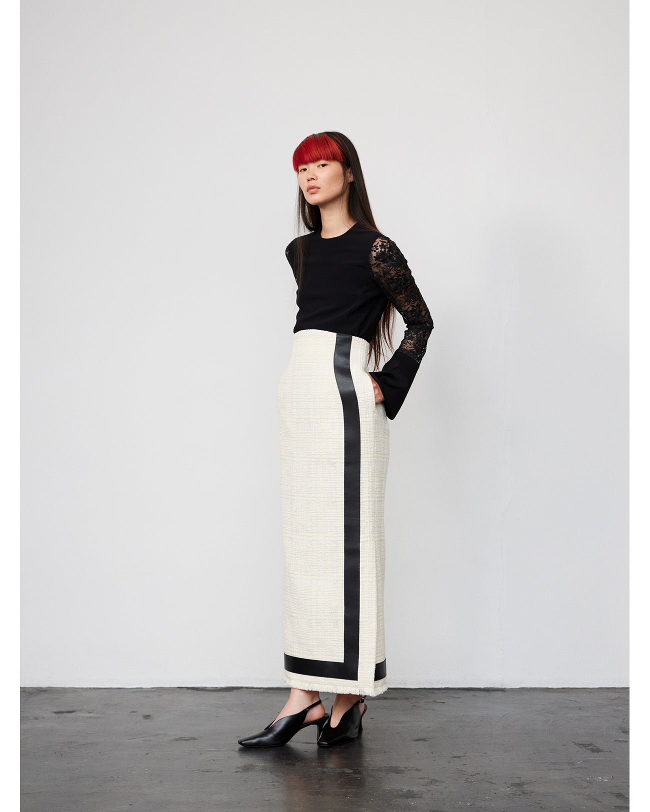 Cracted Tweed Skirt - ecru