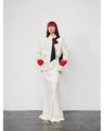 Crane Pattern Jacquard Hand-Dyed Dress - navy