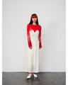 Crane Pattern Jacquard Hand-Dyed Slip Dress - ecru
