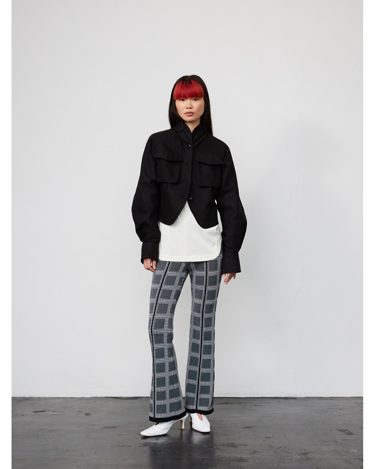 Cotton Linen Twill Short Jacket - black