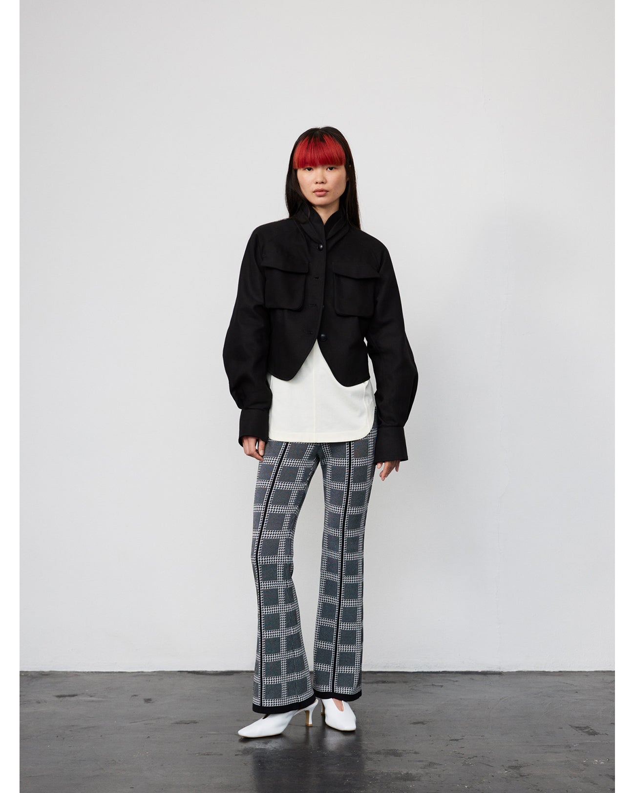 Multi Plaid Geometric Knit Trousers - black - Mame Kurogouchi