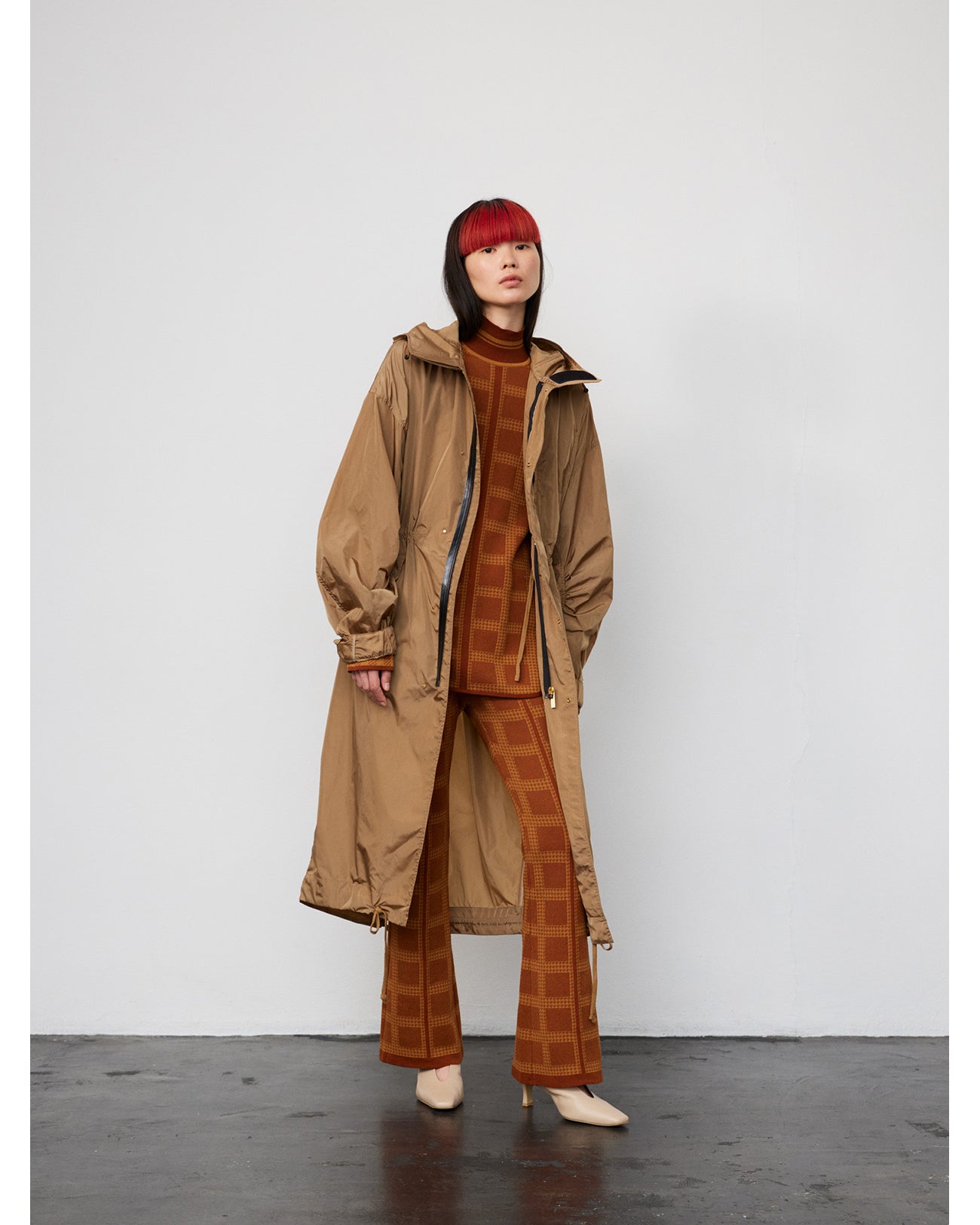 Nylon Taffeta Mods Coat - beige - Mame Kurogouchi