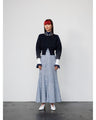 Crane Pattern Hand Printed Skirt - navy