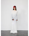 Crane Pattern Jacquard Knitted Dress - navy