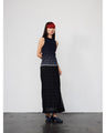 Crane Pattern Jacquard Knitted Top - navy