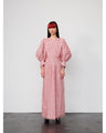 Crane Pattern Hand Printed Dress - vermillion