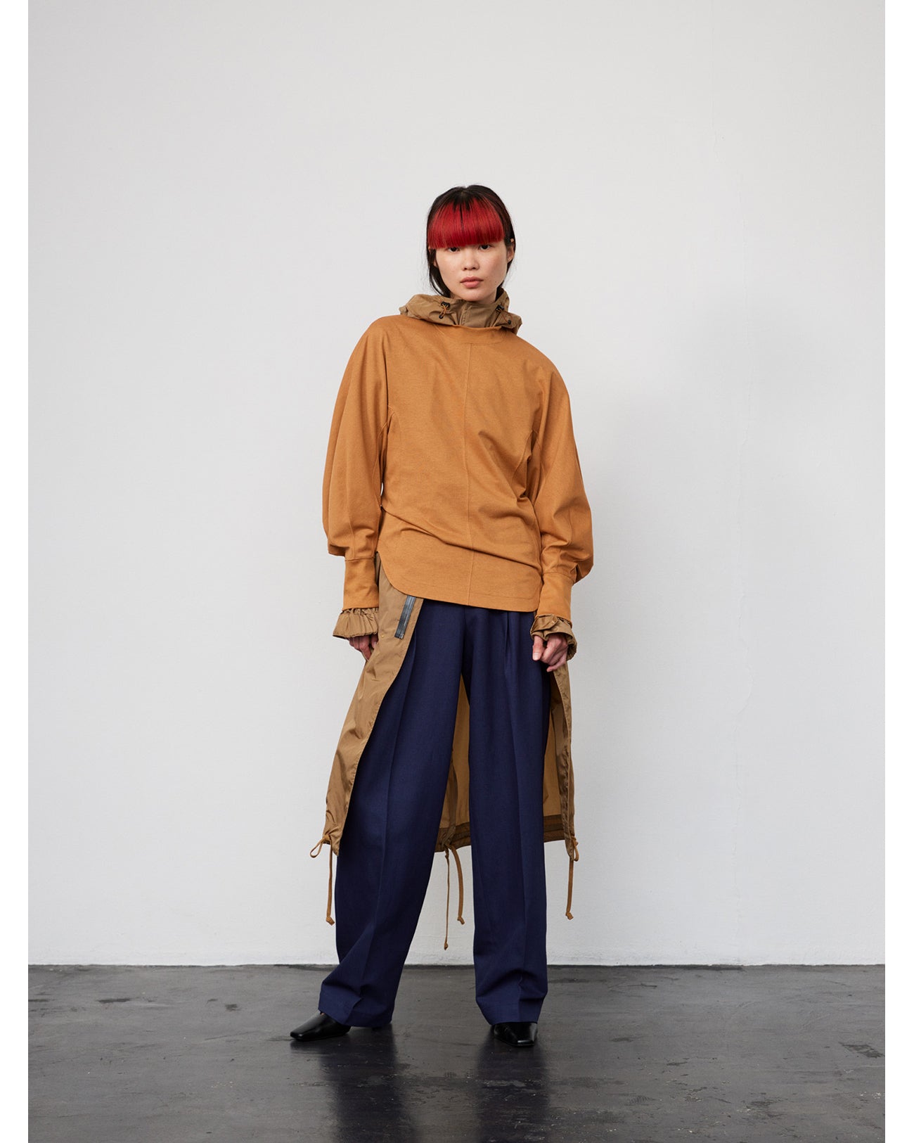 Cotton Linen Twill Wide Trousers - navy - Mame Kurogouchi