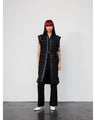 Crafted Tweed Long Vest - black