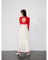 Crane Pattern Jacquard Hand-Dyed Slip Dress - ecru