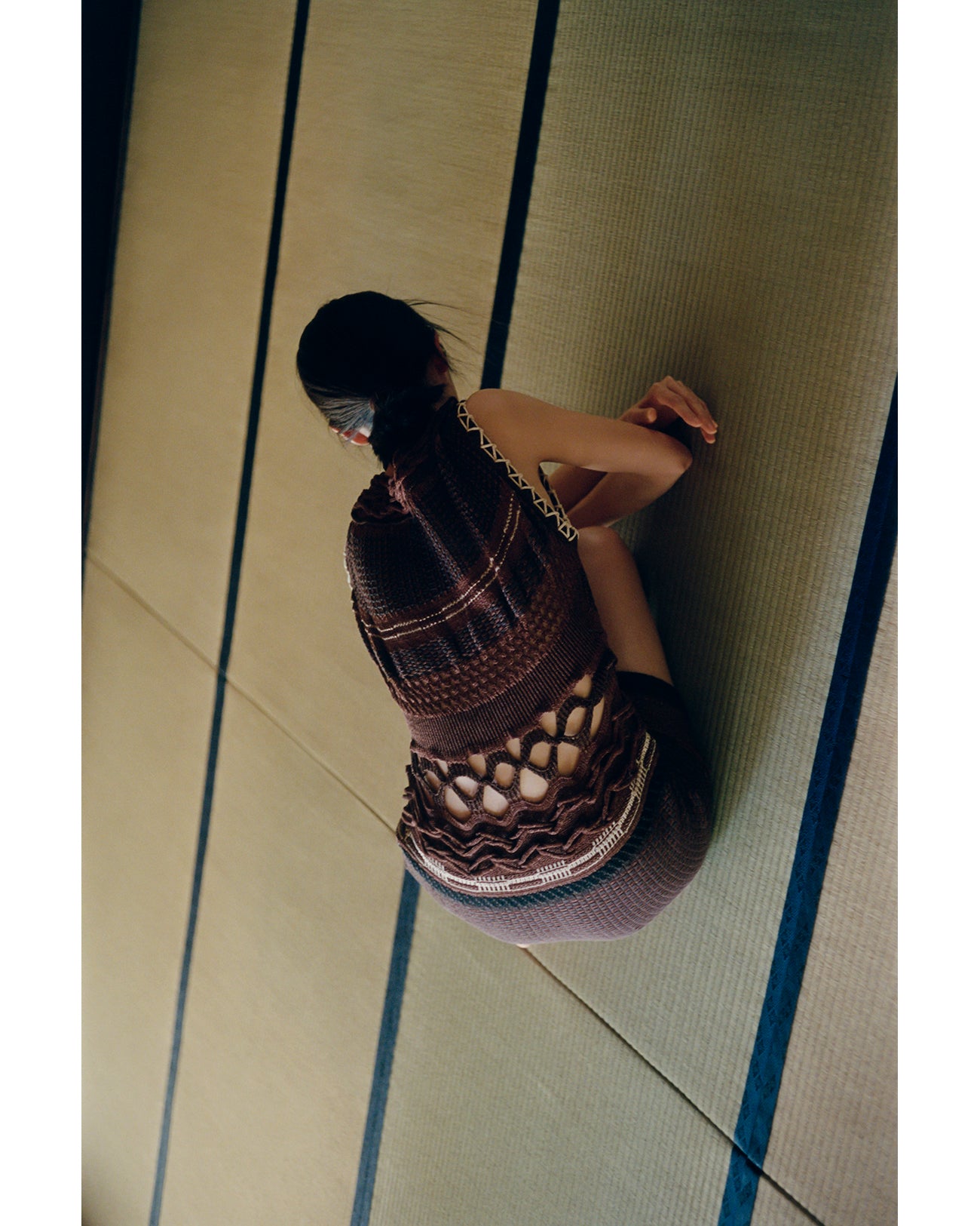 Bamboo Basket Pattern Knitted Dress - brown
