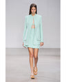 Silk Wool Double Cloth Stand Collar Jacket - mint green