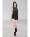 Openwork Lace-up Knitted Shorts - black
