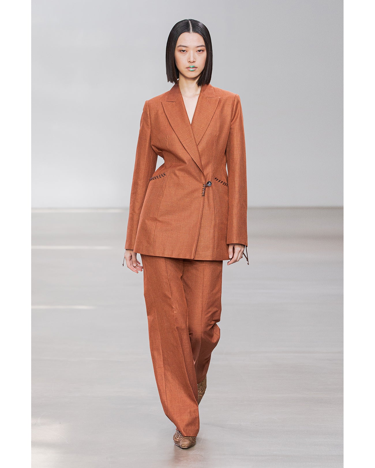 Geometric Silk Cotton Jacquard Flared Trousers - brown