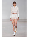 Openwork Lace-up Knitted Shorts - white