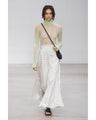 Marble Printed Plaid Sheer High Neck Top - mint green