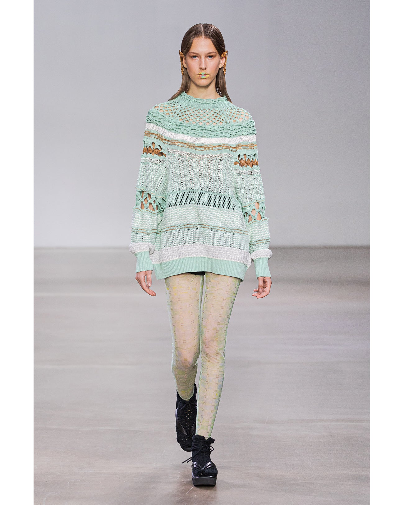 Bamboo Basket Pattern Knitted Top - brown