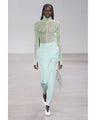Marble Printed Plaid Sheer High Neck Top - mint green