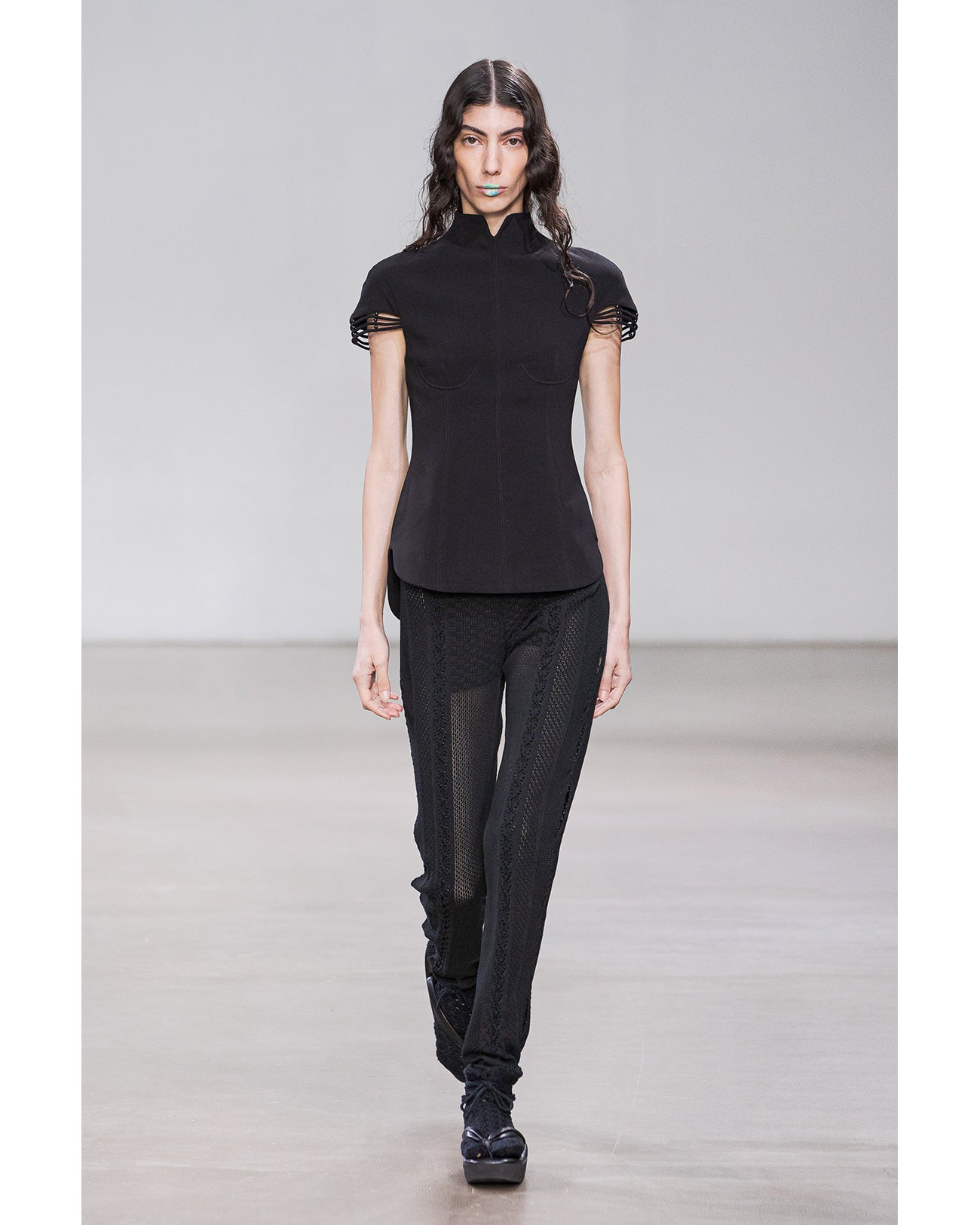 Openwork Lace-up Knitted Trousers - white
