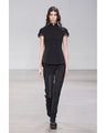 Openwork Lace-up Knitted Trousers - white
