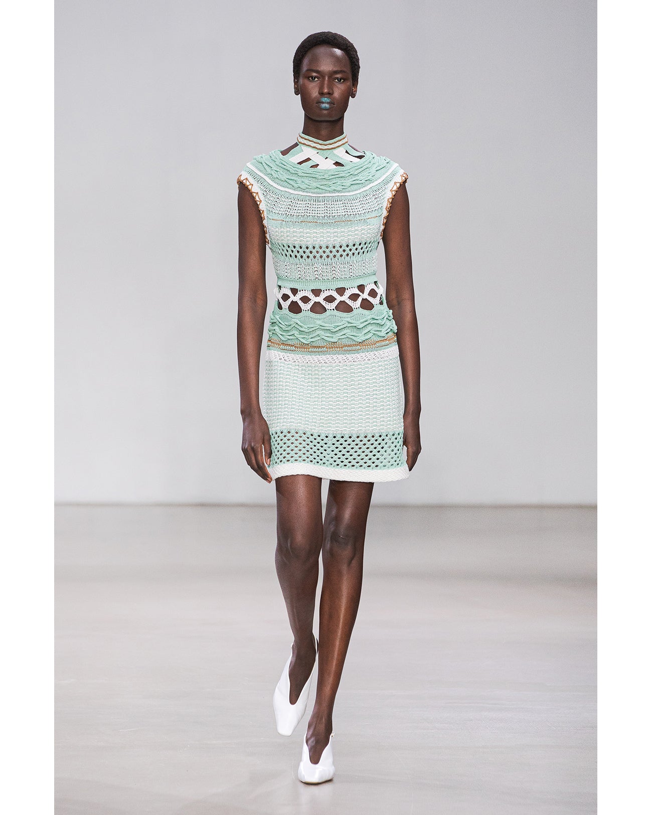 Bamboo Basket Pattern Knitted Dress - brown