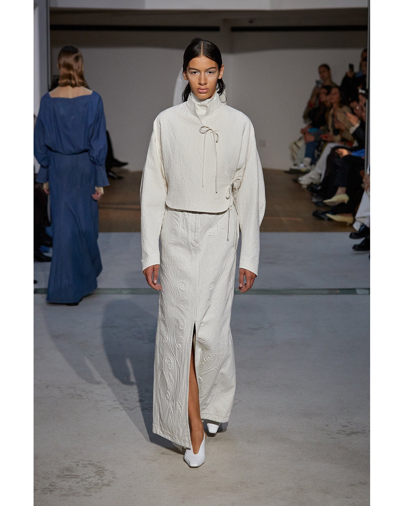 Unlevel Dyeing Short Jacket - white - Mame Kurogouchi